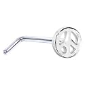 925 Sterling Silver Peace Sign L-Shaped Nose Ring