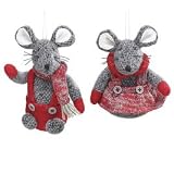 Mouse Christmas Ornament Pair