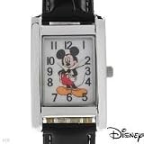 Disney Women's MCK835 Mickey Mouse Silver Rectangular Case Black Strap Watch