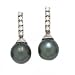 14k White Gold, Diamond & Tahitian Black Pearl Dangle Post Earrings (0.25ctw)