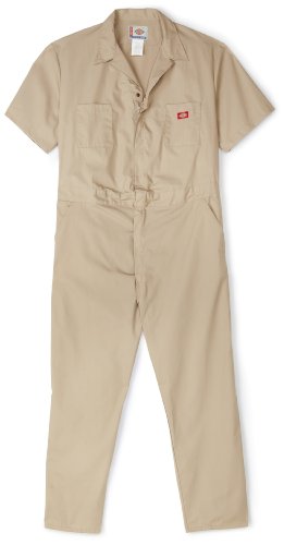 Dickies Men's Short Sleeve Coverall, Khaki, Small-Tall