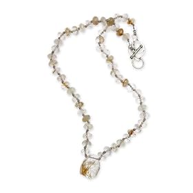 Rutilated Quartz "Guardian Angel" Necklace with Pendant - 16 1/2"