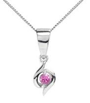 9ct White Gold Ladies Pink Sapphire Wrapped Pendant & Chain
