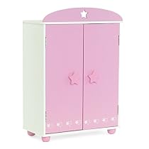 18-inch Doll Furniture | Pink Armoire with Star Detail Comes with 4 Clothes Hangers | Fits 18