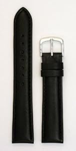 Men Padded Genuine Leather Watchband Black 20mm Watch Band