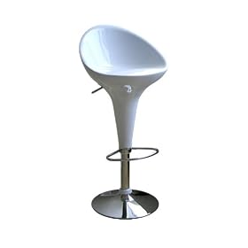 Set of Two Lucilius?Mid-back Adjustable Swivel Barstool in White