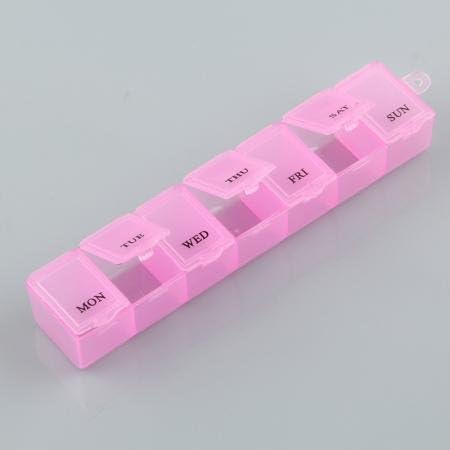 7 Day Tablet Pill Box Holder Weekly Medicine Storage Organizer Container Case (Pink)