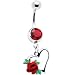 Ruby Red Gem Heart Rose Dangle Belly Ring