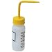 Vestil BTL-WW-4Y-LBL Wide Mouth Low Density Polyethylene (LDPE) Round Squeeze Wash Bottle with Label and Yellow Cap, 4 oz Capacity, Translucent