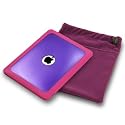 APPLE IPAD 3 PC EXECUTIVE ACCESSORY PACK - GEL EDGE PURPLE FROSTED  CRYSTAL CASE, SCREEN PROTECTOR, PURPLE POUCH PART OF THE QUBITS  ACCESSORIES RANGE
