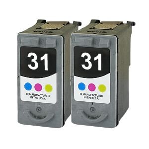 2-Pack Remanufactured Canon CL31 CL-31 Tri-Color Printer Ink Cartridge - by Focus