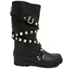 Womens Black Stud Goth Rock Chick Ladies Wellies Wellington Boots