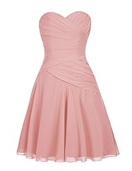 Sweetheart Chiffon Knee Length Short Ruched Pleated Homecoming Dress/Bridesmaid Dress/Prom Dress/Party Dress 