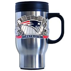 New England Patriots Stainless Steel 18 oz Beverage Travel Mug - NFL Football Fan Shop Sports Team Merchandise