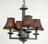 Mini Chandelier, Matte Black finish, Burgundy shades