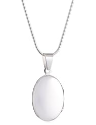 VINANI brand Germany 925 Sterling Silver Women Pendant Medallion Locket to open oval shiny with Snake Chain Necklace AMO-S
