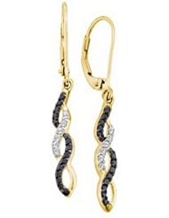 14K Yellow Gold 0.32CT Black Diamond Fashion Earring