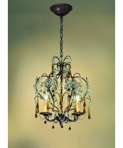 Crystorama Ella 4503-DR Mini Murano Glass 3-LT 180w (18"H x 15"W) Chandelier Lighting in Dark Rust
