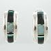  : STERLING SILVER BLACK ONYX LAB OPAL INLAID EARRINGS 9585