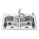 KOHLER K-3369-4-NA Staccato Double-Basin Self-Rimming Kitchen Sink