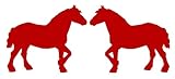 Two opposing silhouettes of a JUTLAND, a breed of DRAFT HORSE vinyl decal available in two sizes and many colors. WHOLESALE package of 25 sets of decals. Two opposing silhouettes of a JUTLAND, a breed of DRAFT HORSE vinyl decal available in two sizes and many colors. WHOLESALE package of 25 sets of decals.