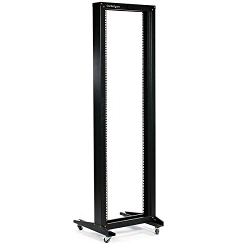 StarTech.com 42U 2 Post Open Frame Rack with Casters 2POSTRACK (Black)