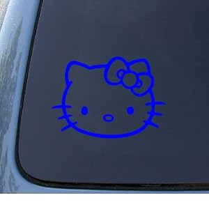 HELLO KITTY - Cat Feline - Car, Truck, Notebook, Vinyl Decal Sticker #1093 | Vinyl Color: Blue