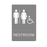 ADA Sign, Restroom/Wheelchair Accessible Tactile Symbol, Molded Plastic, 6 x 9 (USS4811DTOP);