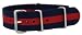 20mm James Bond Navy Blue / Red - Nylon Nato Ballistic Military Watch Band Strap G-10