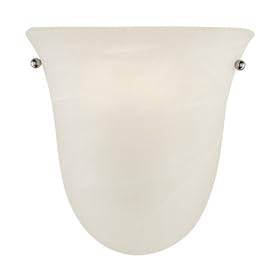 Murray Feiss WB1270BS One-Light Vista Collection Half - Wall Bracket, Brushed Steel with White Alabaster Glass Shade