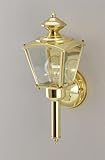 IMAGE OF Westinghouse Lighting 6684900 One-Light Exterior Wall Lantern with Removable Tail, Polished Brass Finish on Solid Brass and Steel