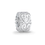 Bling Jewelry Vintage Style Victorian 925 Sterling Silver Heart Bead Fits with Pandora Beads and Charms