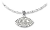 New Orleans Saints Super Bowl XLIV Champions Sterling Silver Necklace with Football Charm