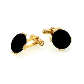 Gold plated cufflinks with onyx with presentation box by 