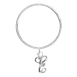 Sterling Silver E Initial Drop Stack Band Ring Size 8