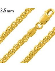 14K Gold Plated Silver Spiga Chain 3.1mm (16" 18" 20" 24" Inch Lengths)