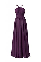 Lace-Up Floor Length Halter Chiffon Evening Dress/Bridesmaid Dress 