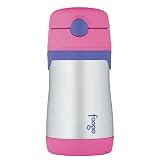 ThermosFoogoPhasesLeakProofStainlessSteelStrawBottle,10Ounce,Pink/Purple