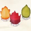 Set of 3 Frosted Autumn Leaf Tealight Holders (Amber, Red, Green)