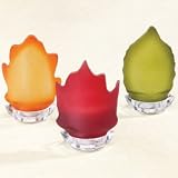 Set of 3 Frosted Autumn Leaf Tealight Holders (Amber, Red, Green)