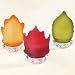 Set of 3 Frosted Autumn Leaf Tealight Holders (Amber, Red, Green)
