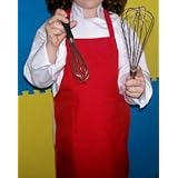 RED APRON KIDS CHILDREN FITS 7-12 YR OLDS 19x28 INCHES REAL FABRIC 100% POLY NICE GIFT or PARTY FAVOR