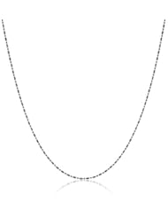 Black Rhodium Plated Sterling Silver Bar Bead Chain Necklace, 16"