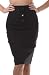 IMHighButtonI-9415 Petite High Waist Stretch Pencil Skirt with Four Button Detail - Black / S