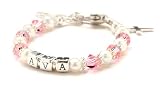 Children's Pink Crystal & Pearl Name Bracelet