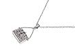 Purse Necklace with Sterling Silver and Clear CZ - Chain: 16-18" (Adjustable), Height: 23 mm