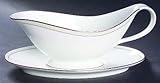IMAGE OF Nikko Platinum Beaded Pearl Gravy Boat and Underplate, Fine China Dinnerware