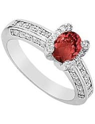 Ruby and Diamond Ring 14K White Gold - 1.50 CT TGW