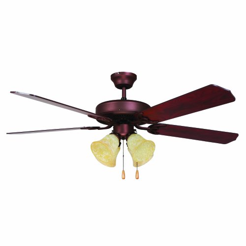Yosemite Home Decor WESTFIELD BB 4 52 Inch Ceiling Fan with Light Kit and Elm Cherry Blades Burnished Bronze