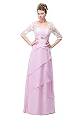Square Neck Elbow Length Sleeves Lace Beaded Backless Chiffon/Satin/Silk Evening Dress 